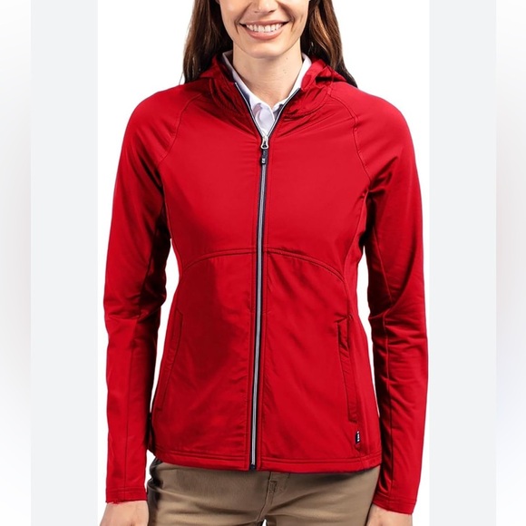 Cutter & Buck Jackets & Blazers - Cutter & Buck women’s adapt eco fit full highbred zip hoodie Jacket size XL red